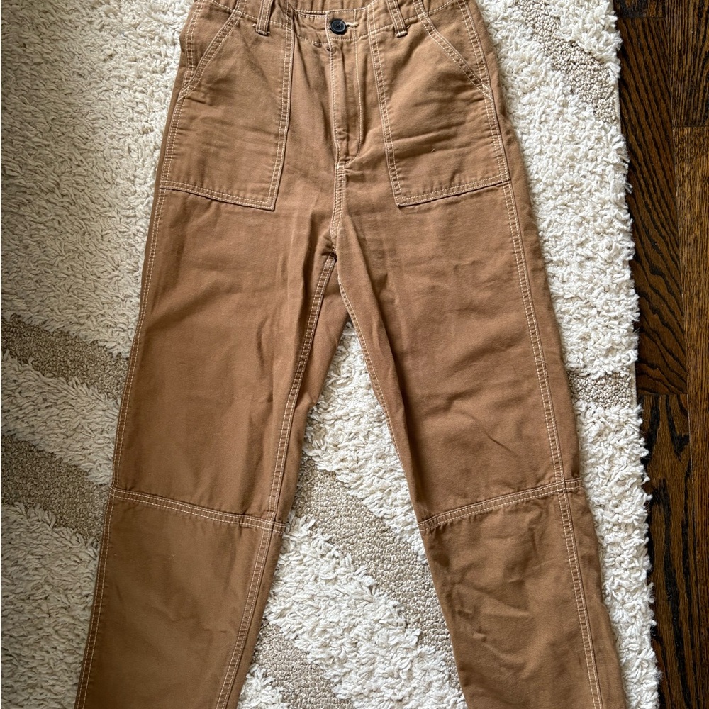 Tan High-Waisted Cargo Pants